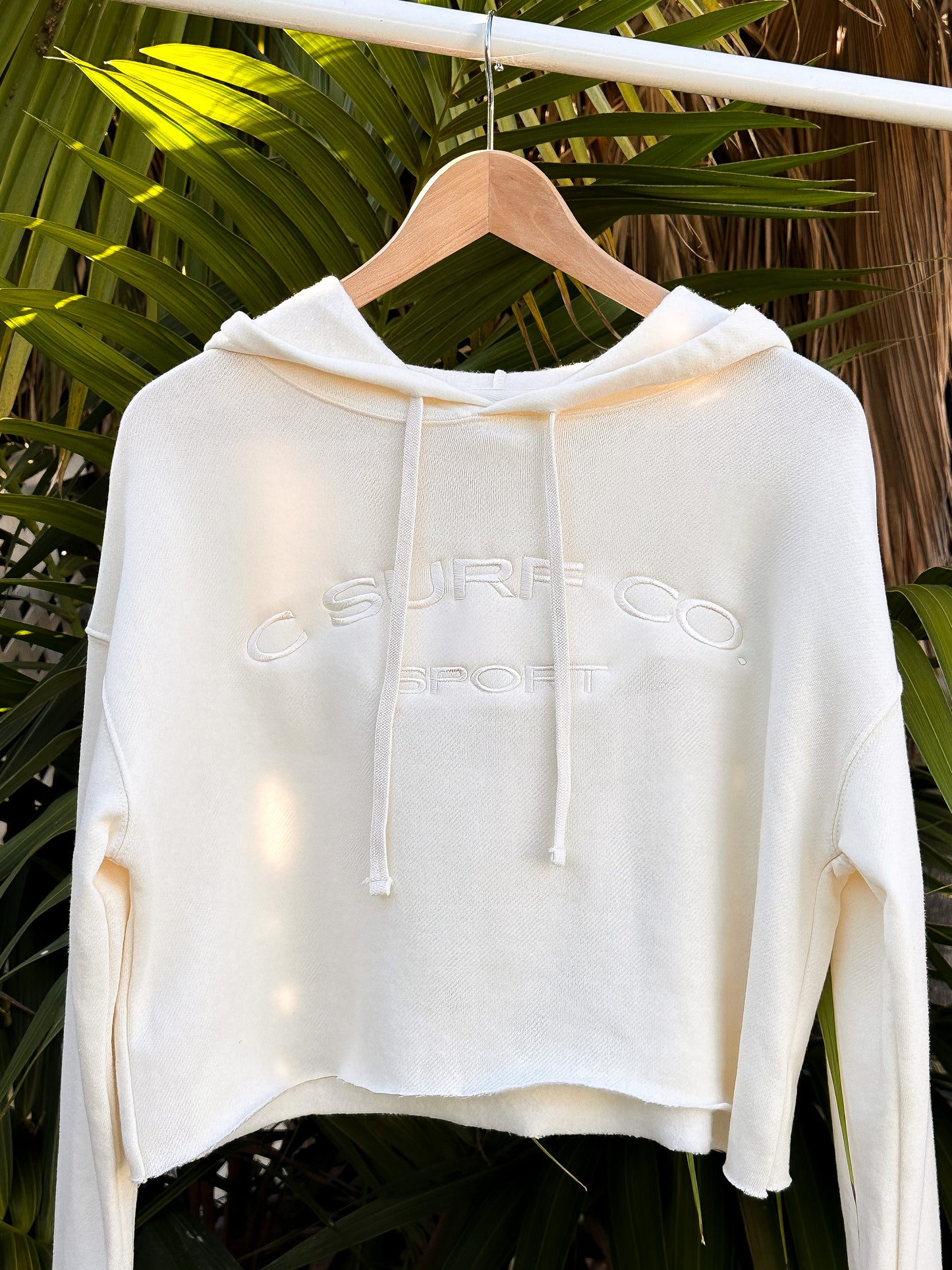 Sport Crop Hoodie - Bone