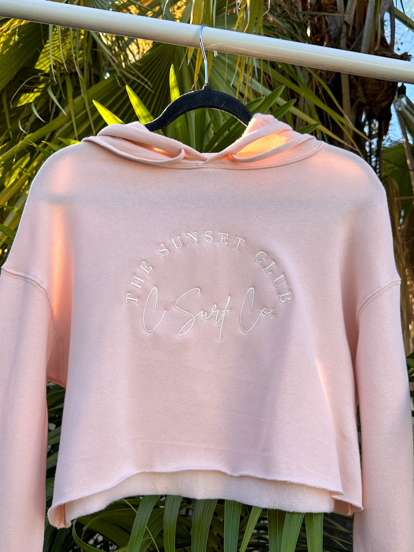 The Sunset Club Crop Hoodie - Light Pink