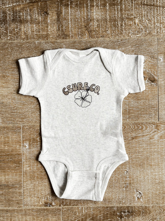 Hibiscus Baby Onesie - Heather Oat